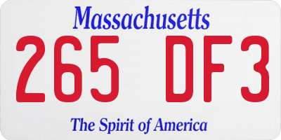 MA license plate 265DF3