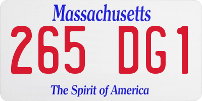 MA license plate 265DG1