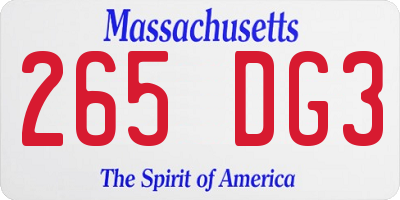MA license plate 265DG3