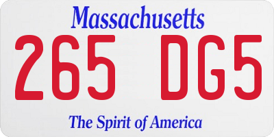 MA license plate 265DG5