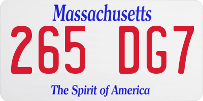 MA license plate 265DG7