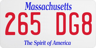 MA license plate 265DG8