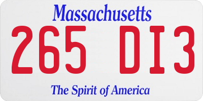 MA license plate 265DI3