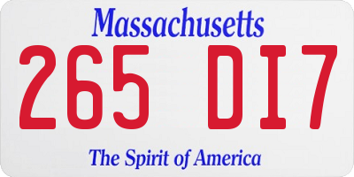 MA license plate 265DI7