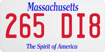 MA license plate 265DI8