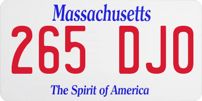 MA license plate 265DJ0