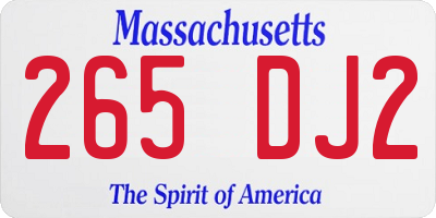 MA license plate 265DJ2