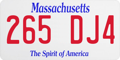 MA license plate 265DJ4