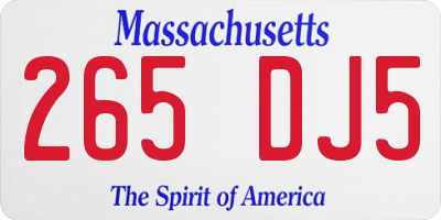 MA license plate 265DJ5
