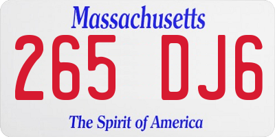 MA license plate 265DJ6