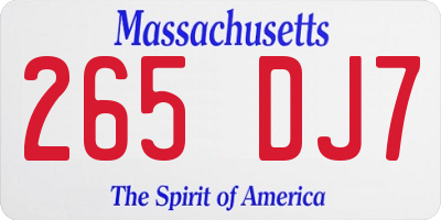 MA license plate 265DJ7
