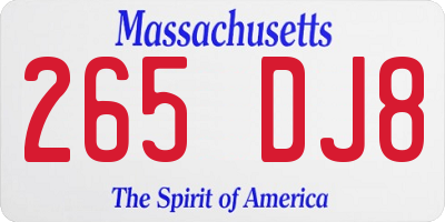 MA license plate 265DJ8