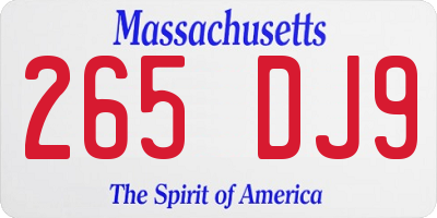 MA license plate 265DJ9
