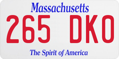 MA license plate 265DK0