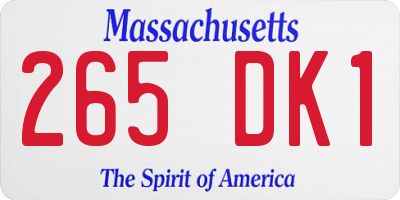 MA license plate 265DK1