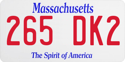 MA license plate 265DK2