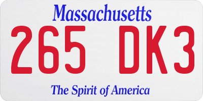 MA license plate 265DK3