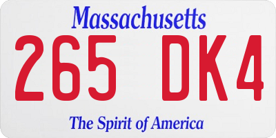 MA license plate 265DK4