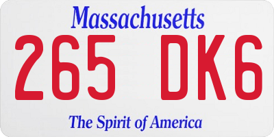 MA license plate 265DK6