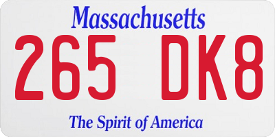 MA license plate 265DK8