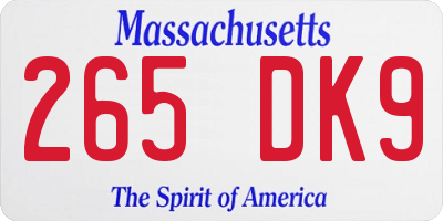 MA license plate 265DK9