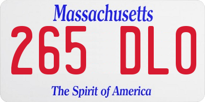MA license plate 265DL0