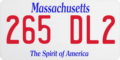 MA license plate 265DL2