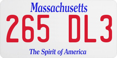 MA license plate 265DL3