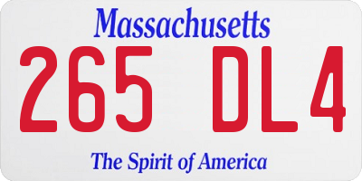 MA license plate 265DL4