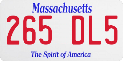 MA license plate 265DL5