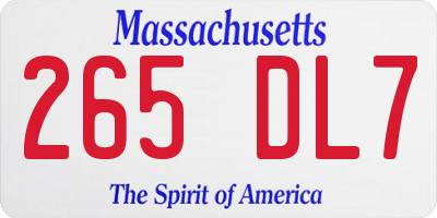 MA license plate 265DL7