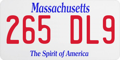 MA license plate 265DL9