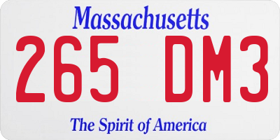 MA license plate 265DM3