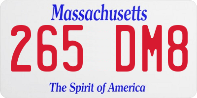MA license plate 265DM8