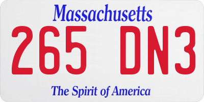 MA license plate 265DN3