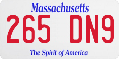 MA license plate 265DN9