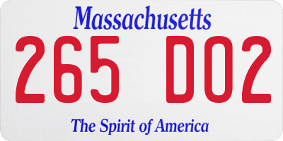 MA license plate 265DO2