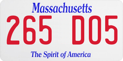MA license plate 265DO5