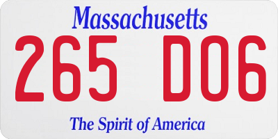 MA license plate 265DO6