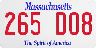 MA license plate 265DO8