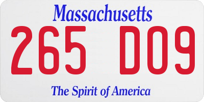 MA license plate 265DO9
