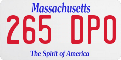 MA license plate 265DP0