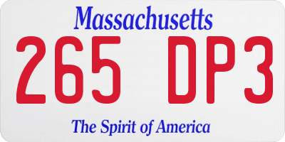 MA license plate 265DP3