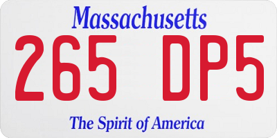 MA license plate 265DP5