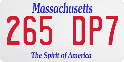MA license plate 265DP7