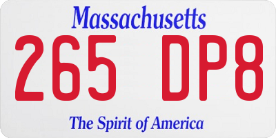 MA license plate 265DP8