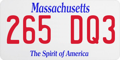 MA license plate 265DQ3