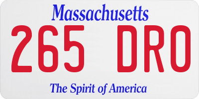 MA license plate 265DR0