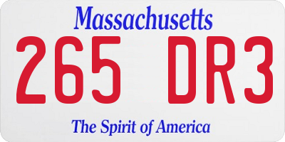 MA license plate 265DR3