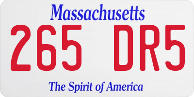 MA license plate 265DR5